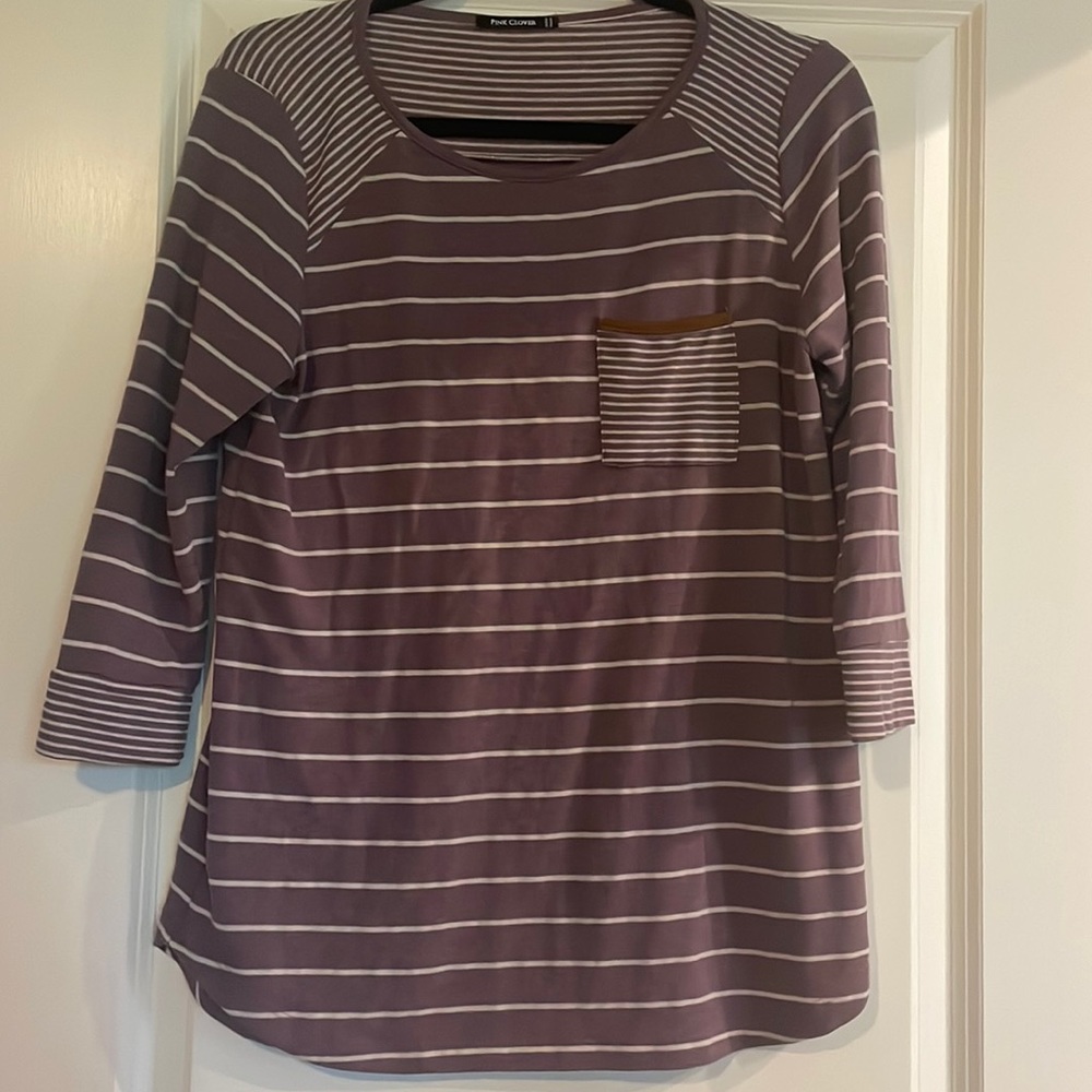 Purple Stripped 3/4 length shirt